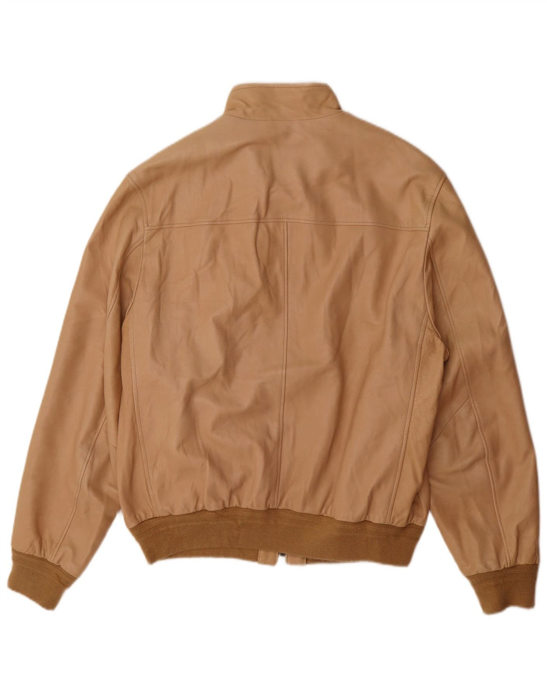 MARCO BALDASSARI Womens Bomber Leather Jacket UK 22 3XL Beige Leather