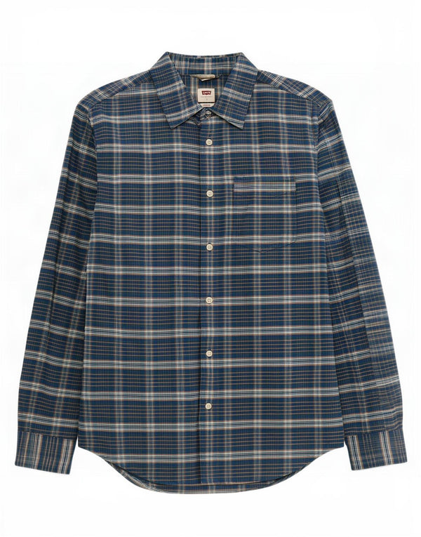 Levi's Mens Standard Shirt Small Navy Blue Check Cotton