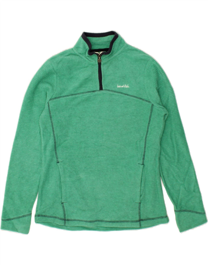 WEIRD FISH Womens Zip Neck Fleece Jumper UK 10 Small Green Polyester Vintage Weird Fish and Second-Hand Weird Fish from Messina Hembry 