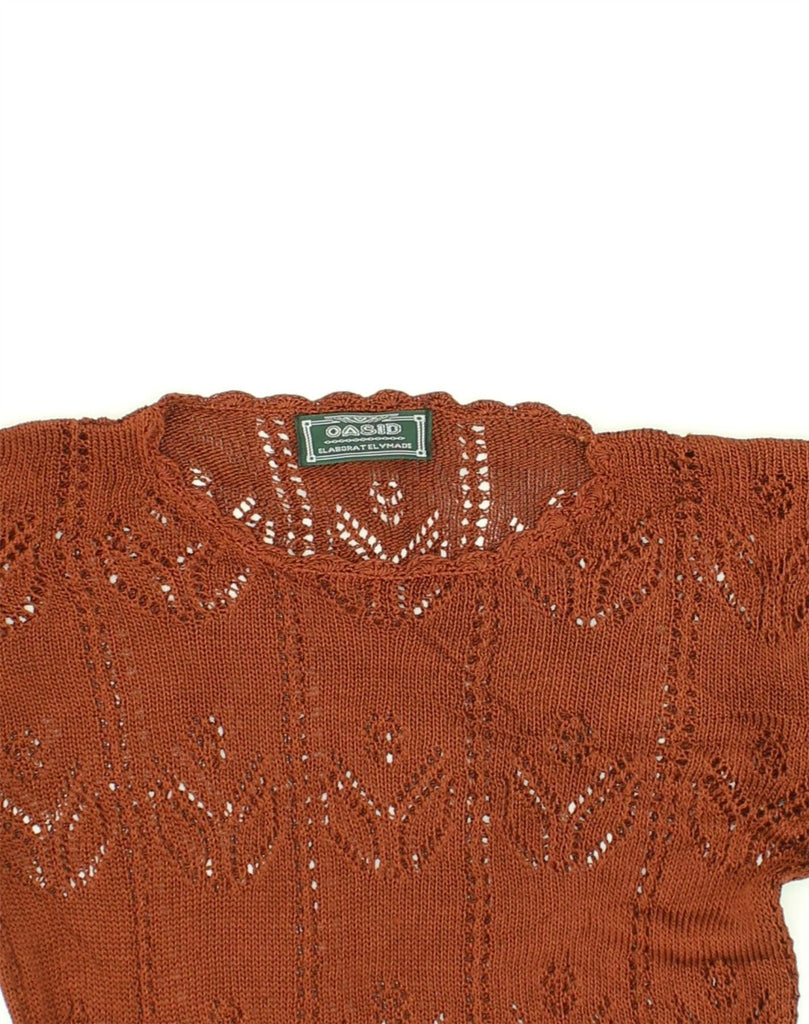 VINTAGE Womens Crochet Tunic Top UK 14 Medium Brown | Vintage Vintage | Thrift | Second-Hand Vintage | Used Clothing | Messina Hembry 