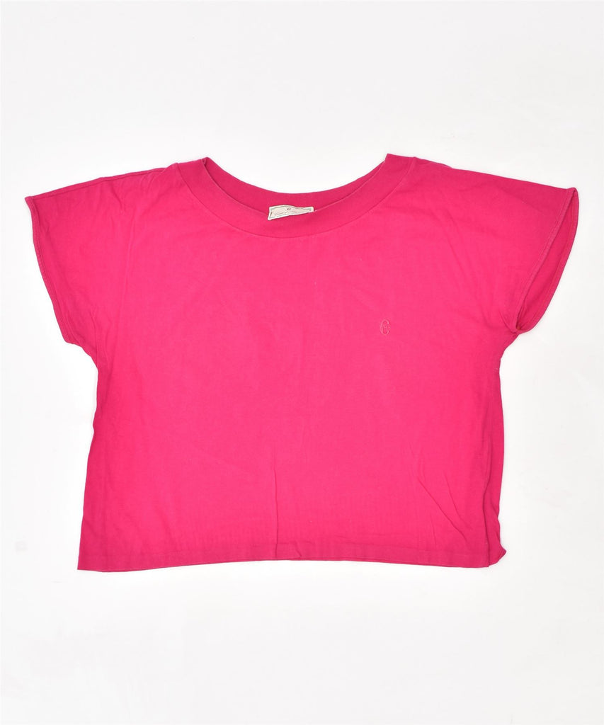 CONTE OF FLORENCE Womens Crop Top IT 44 Medium Pink Cotton | Vintage | Thrift | Second-Hand | Used Clothing | Messina Hembry 