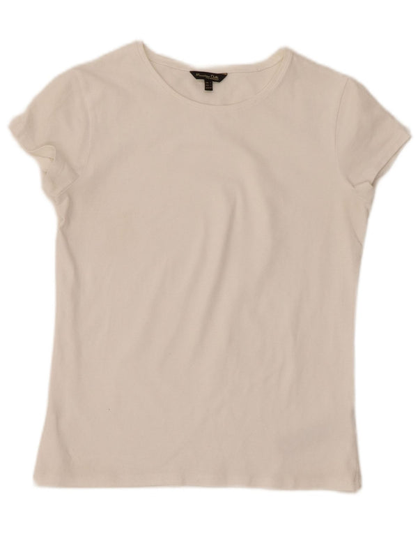 MASSIMO DUTTI Womens T-Shirt Top UK 8 Small White Cotton
