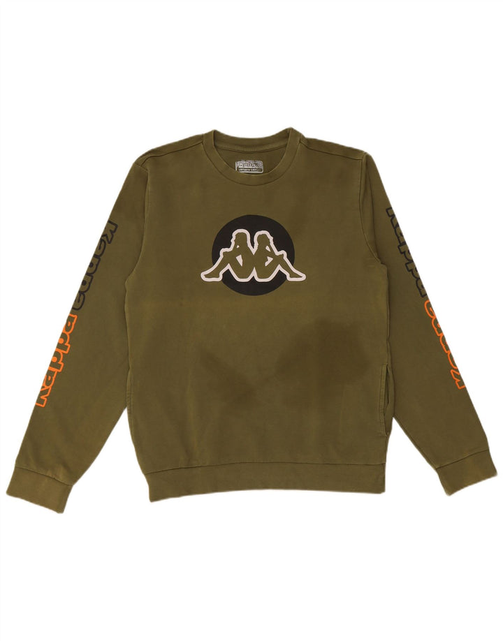 Kappa Boys Graphic Sweatshirt Jumper 15-16 Years Khaki Cotton