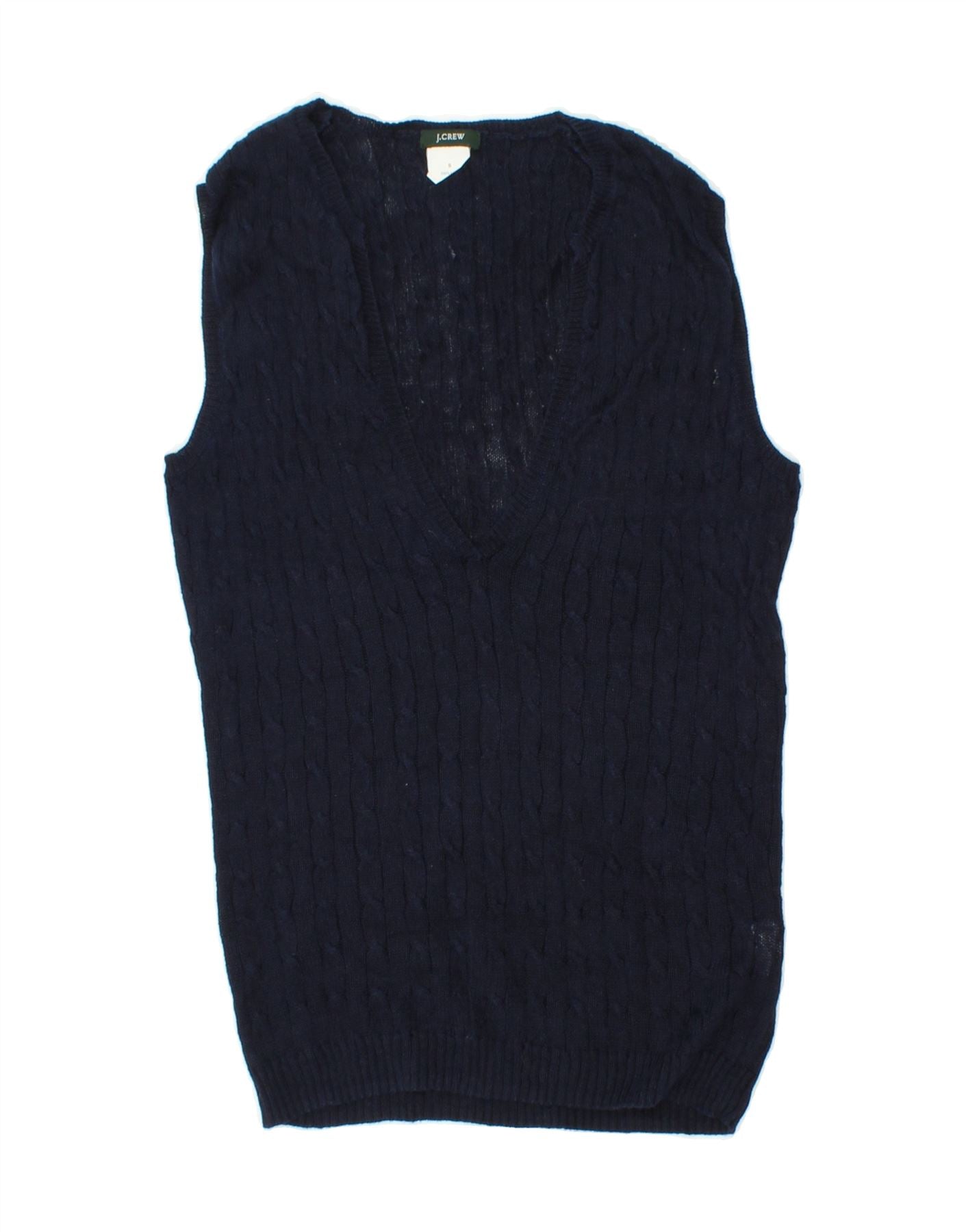 CREW Womens Vest Tank Top UK Small Navy Blue Linen Vintage - Main Image