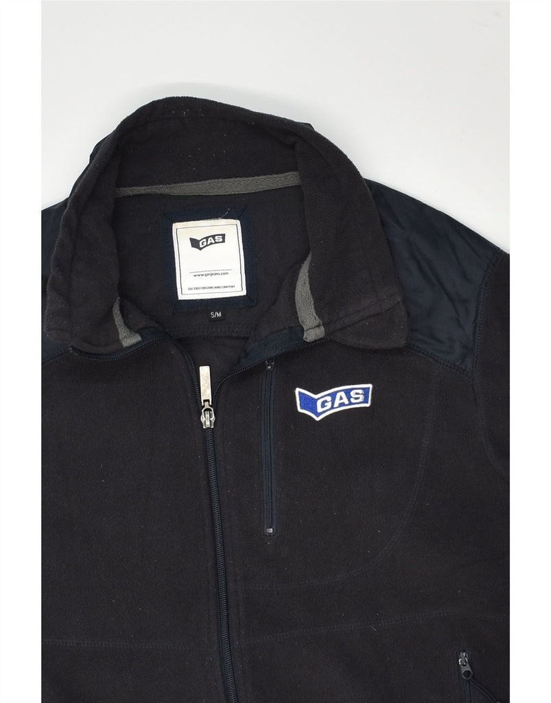 GAS Mens Fleece Jacket Small Black Polyester | Vintage Gas | Thrift | Second-Hand Gas | Used Clothing | Messina Hembry 