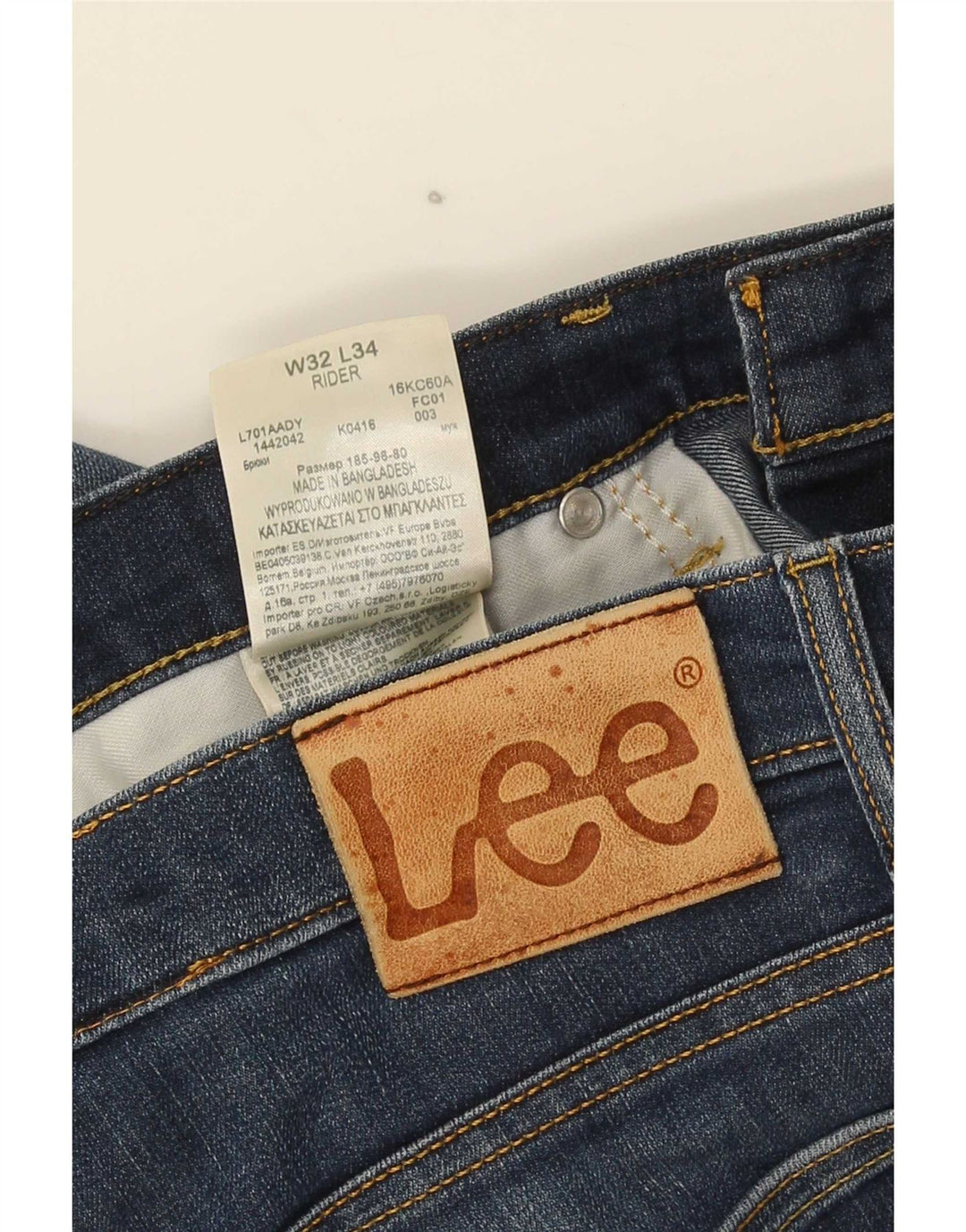 Lee Mens Rider Slim Jeans W32 L34 Navy Blue Cotton
