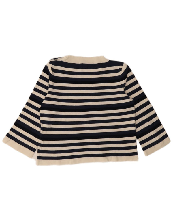 Massimo Dutti Womens 3/4 Sleeve Boat Neck Jumper Sweater UK 12 Medium Navy