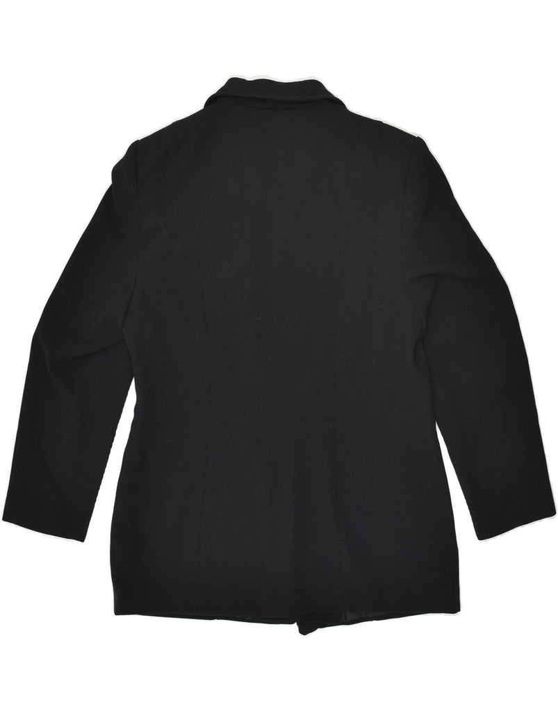MARKS & SPENCER Womens 4 Button Blazer Jacket UK 16 Large Black Polyester | Vintage Marks & Spencer | Thrift | Second-Hand Marks & Spencer | Used Clothing | Messina Hembry 