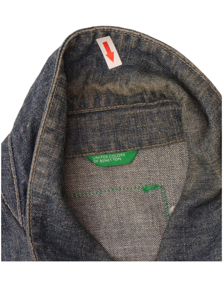 Benetton Mens Denim Jacket UK 40 Large Navy Blue Cotton