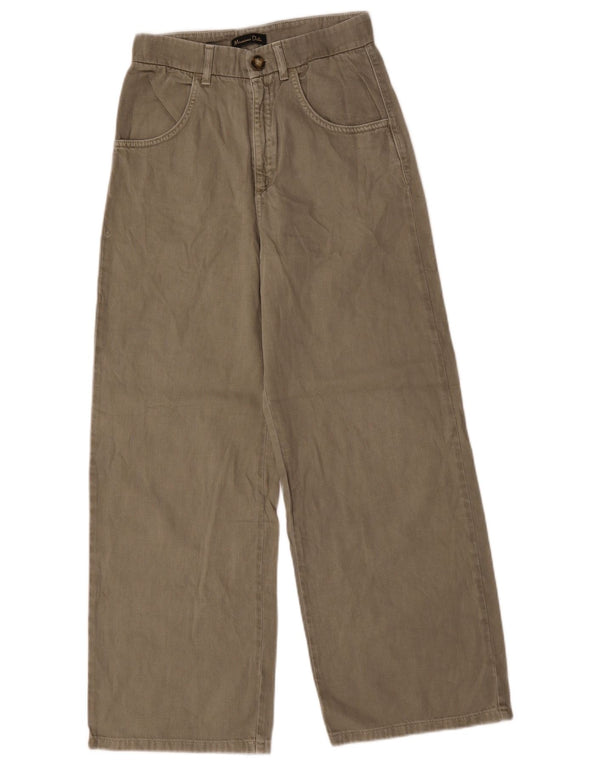 Zara Womens Wide Leg Jeans EU 36 XS W26 L27 Khaki Cotton