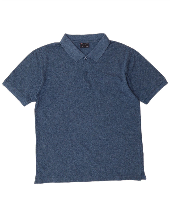Champion Mens Regular Fit Polo Shirt Medium Blue Flecked Cotton