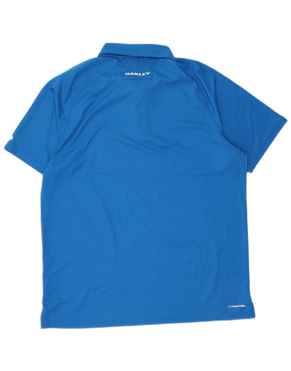 Oakley Mens Polo Shirt XL Blue Striped Polyester