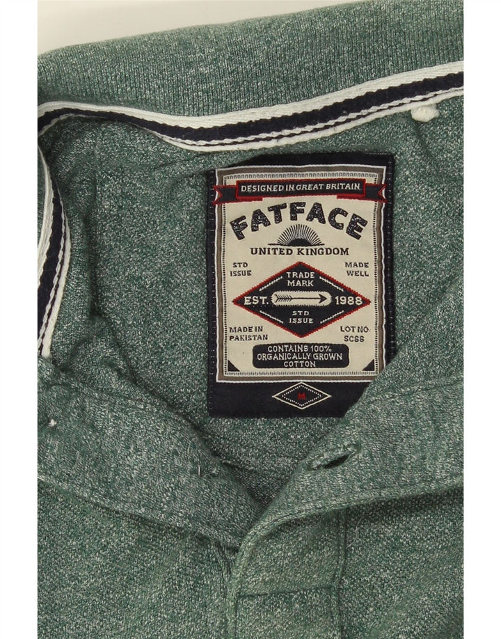 FAT FACE Mens Polo Shirt Medium Green Striped Cotton