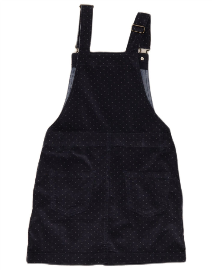 FAT FACE Girls Dungaree Skirt 10-11 Years W26 Navy Blue Spotted Cotton