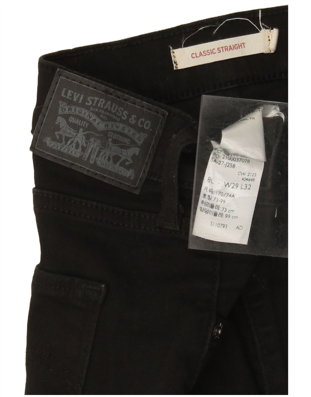 LEVI'S Womens Classic Straight Jeans W29 L32  Black Cotton