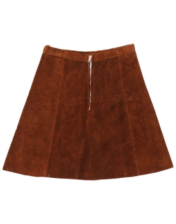 Vintage Womens Suede A-Line Skirt W28 Medium Brown