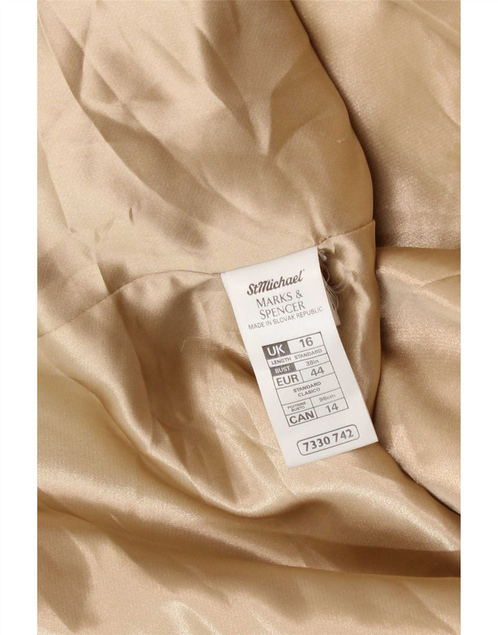Marks & Spencer Womens St. Michael Double Breasted Coat UK 16 Large Beige