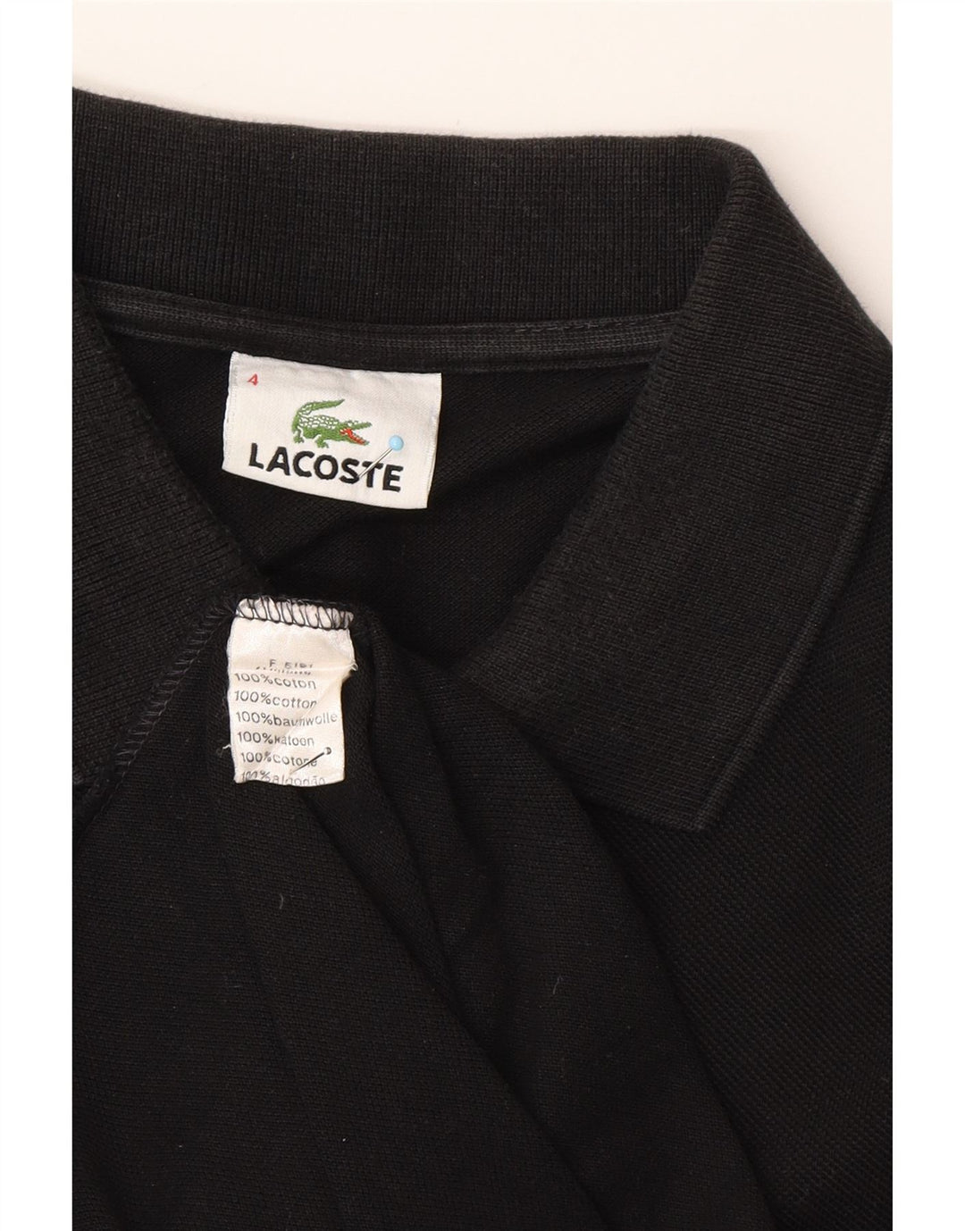 LACOSTE Mens Polo Shirt Size 4 Medium Black Cotton