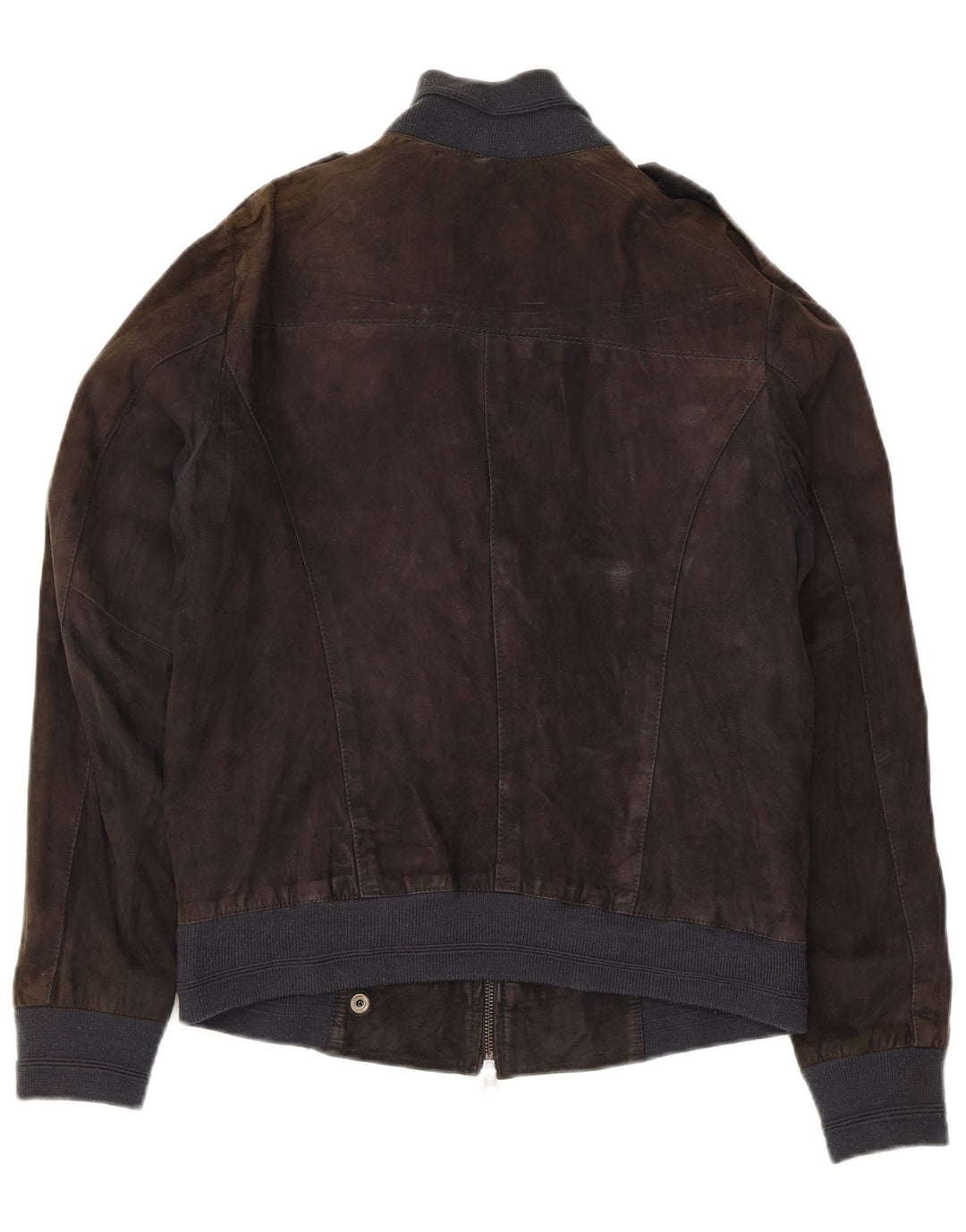 Koan Womens Military Suede Bomber Jacket IT 44 Medium Black Leather