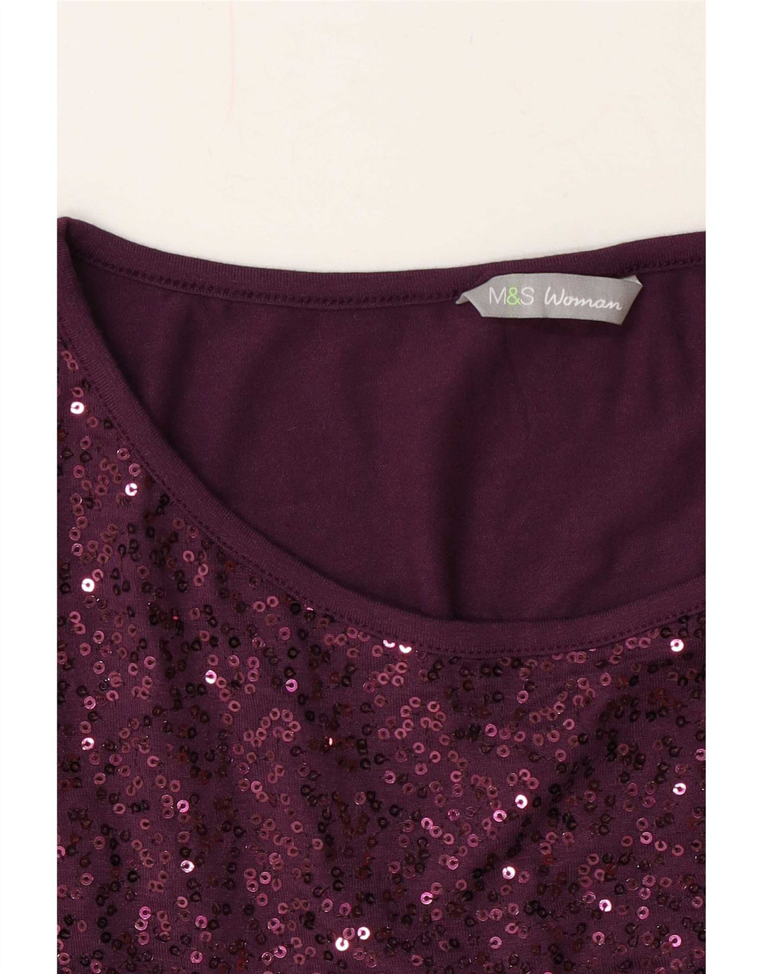 Marks & Spencer Womens Sequin Blouse Top UK 14 Large Burgundy