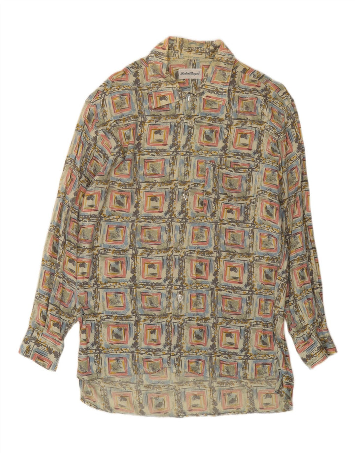 VINTAGE Mens Shirt Medium Beige Patchwork Vintage Vintage and Second-Hand Vintage from Messina Hembry 