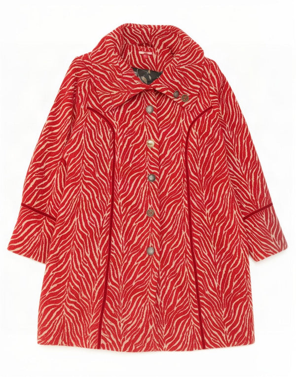 Joe Browns Womens Abstract Pattern Overcoat UK 16 Large Red Polyester
