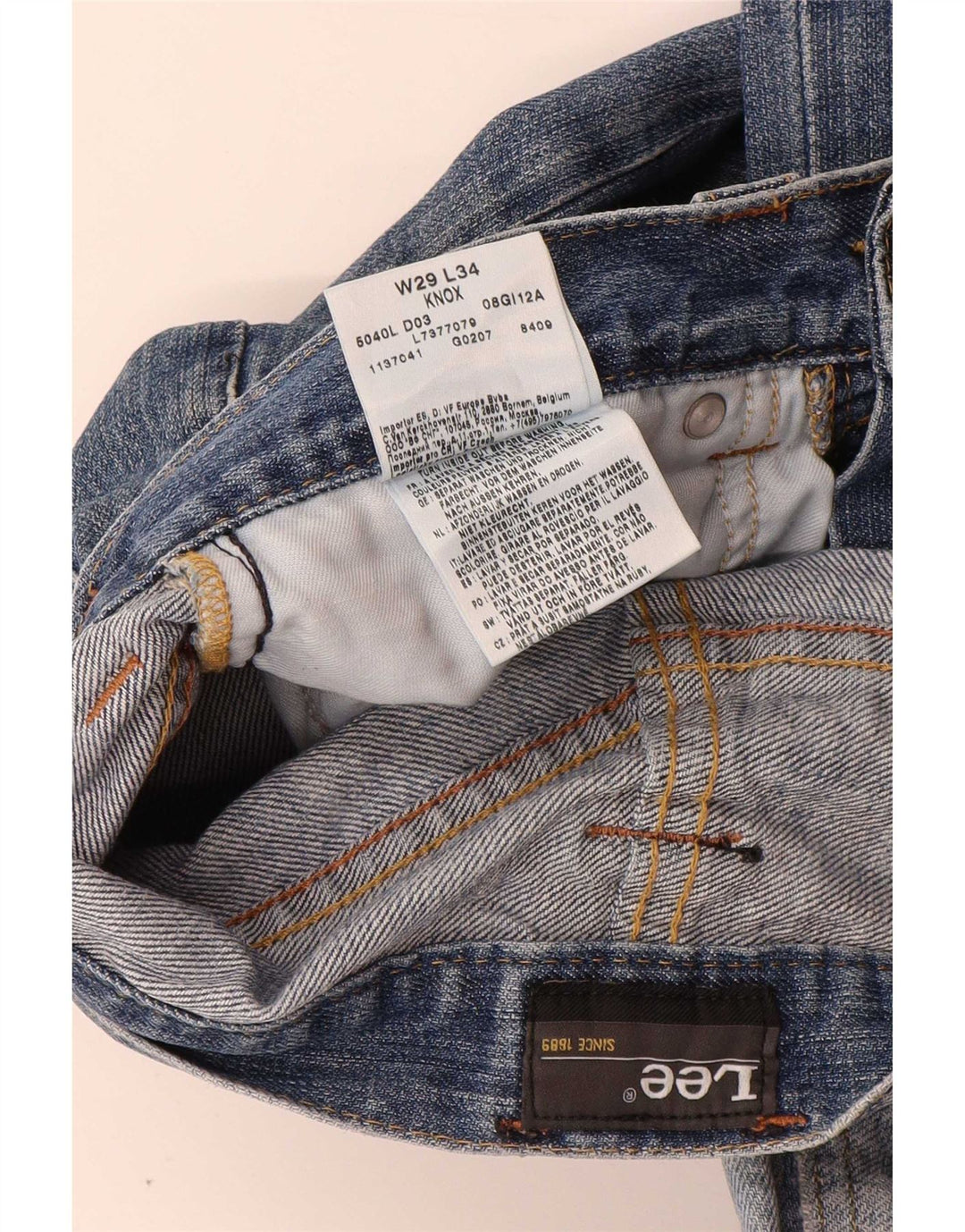 Lee Mens Knox Straight Jeans W29 L34 Blue Cotton