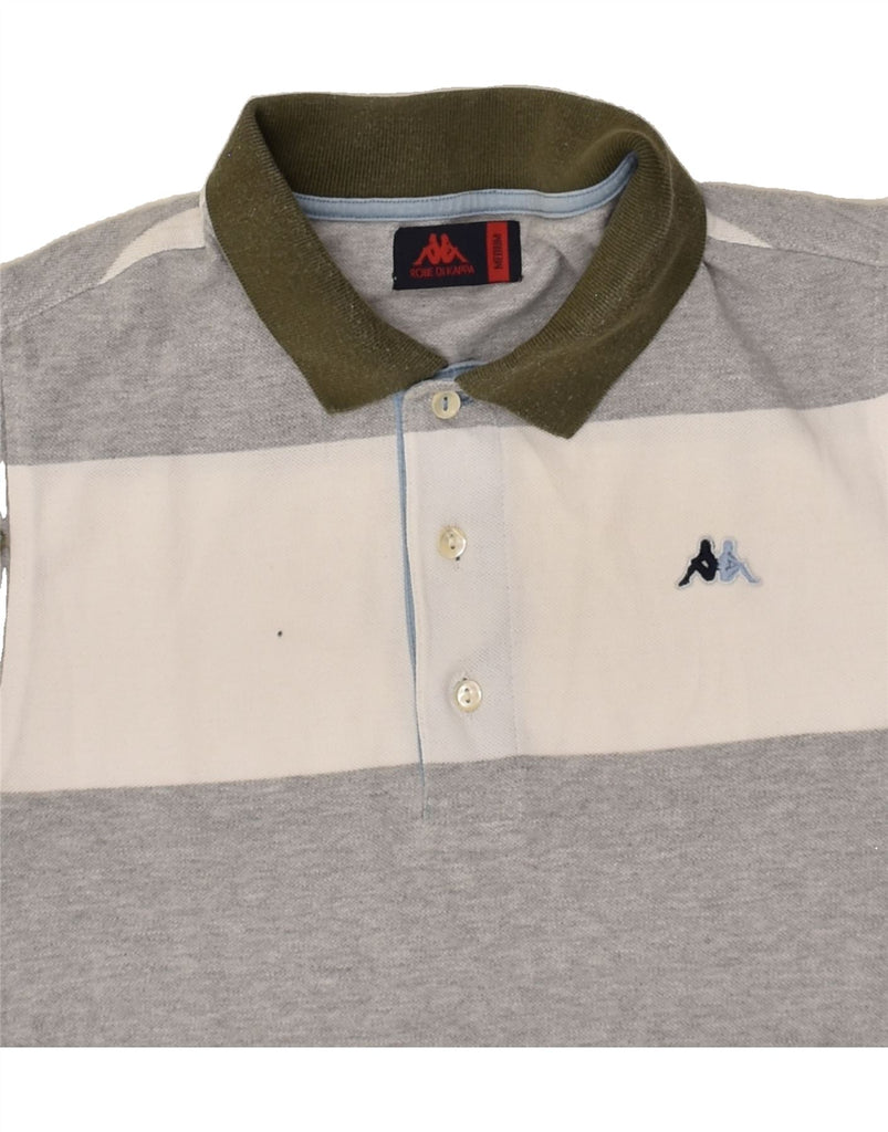 KAPPA Mens Polo Shirt Medium Grey Colourblock Cotton | Vintage Kappa | Thrift | Second-Hand Kappa | Used Clothing | Messina Hembry 