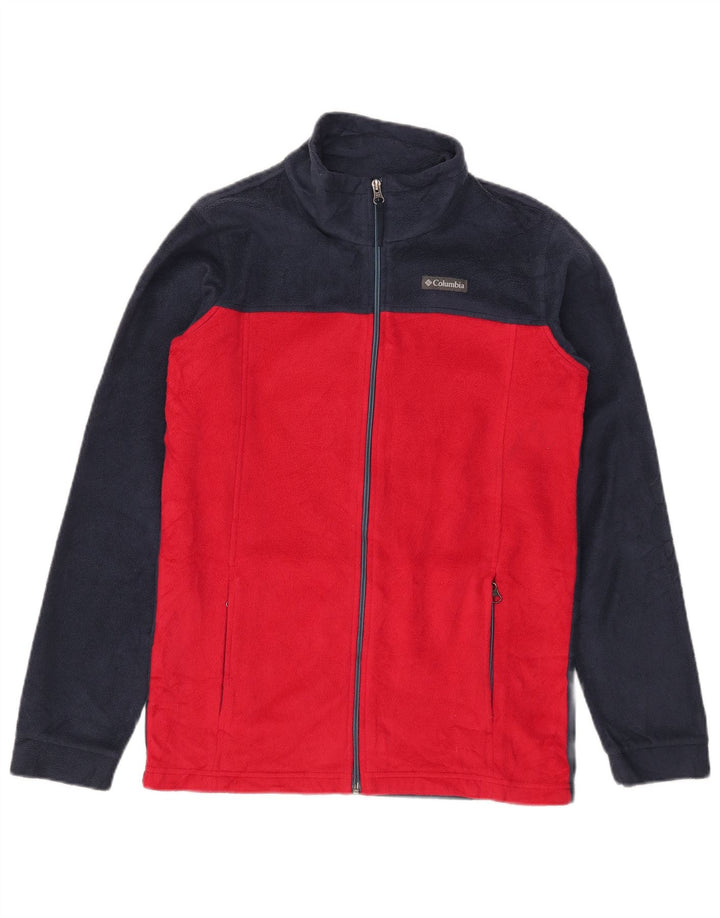Columbia Boys Fleece Jacket 15-16 Years XL Navy Blue Colourblock Polyester