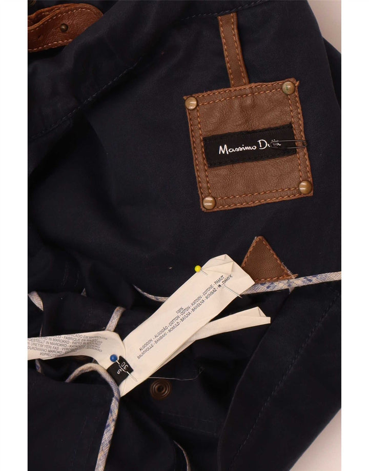 Massimo Dutti Womens Utility Jacket UK 10 Small Navy Blue Cotton