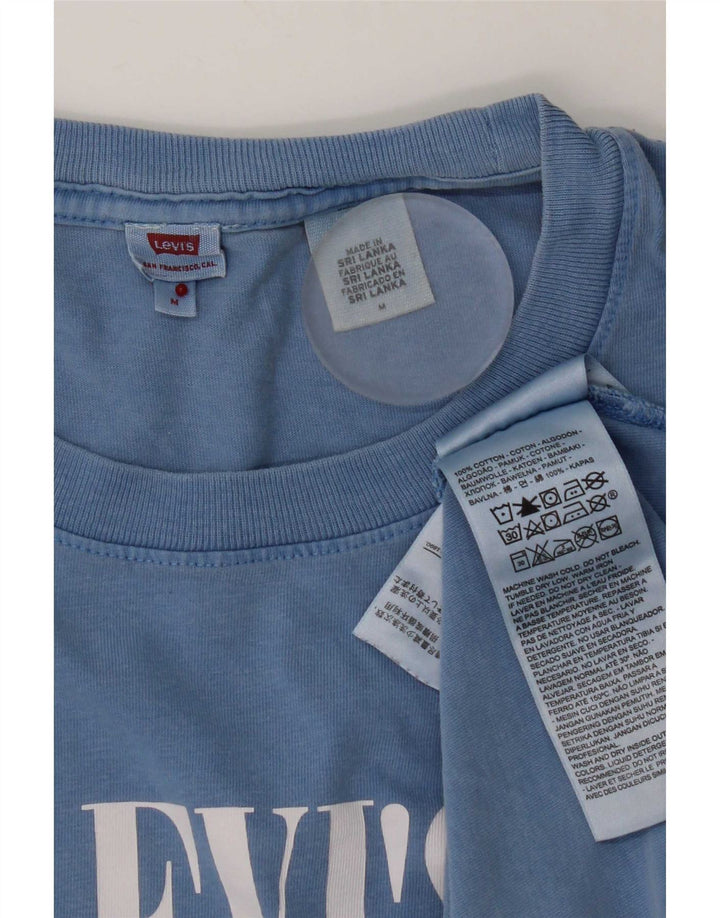 Levi's Womens Graphic T-Shirt Top UK 14 Medium Blue Cotton
