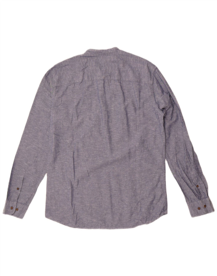 Jack & Jones Mens Slim Fit Pullover Shirt Medium Blue Flecked Cotton