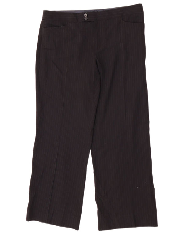 Jigsaw Womens Crop Suit Trousers UK 10 Small W27 L25 Black Pinstripe