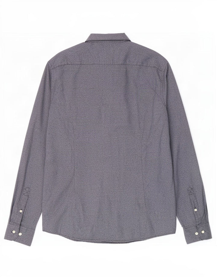 Barbour Mens Tailored Fit Shirt Medium Blue Flecked Cotton
