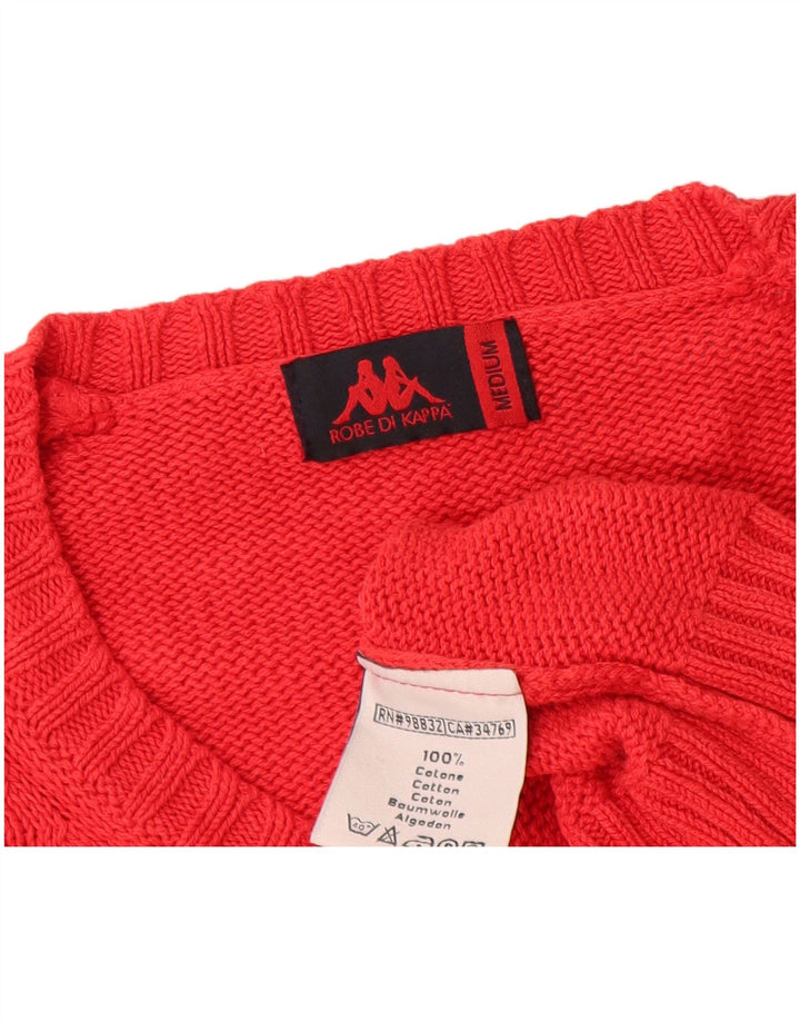 Kappa Mens V-Neck Jumper Sweater Medium Red Cotton
