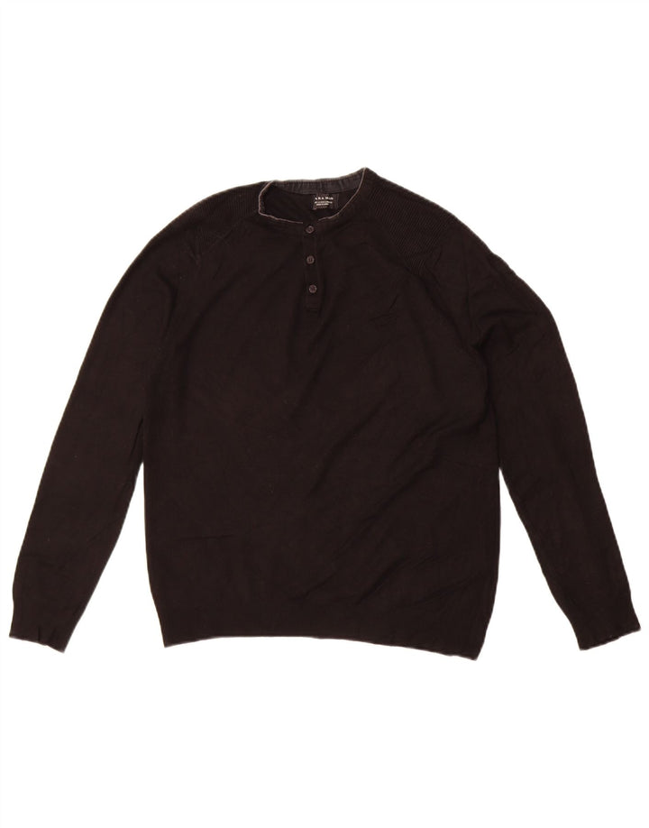 Zara Mens Crew Neck Jumper Sweater Small Black