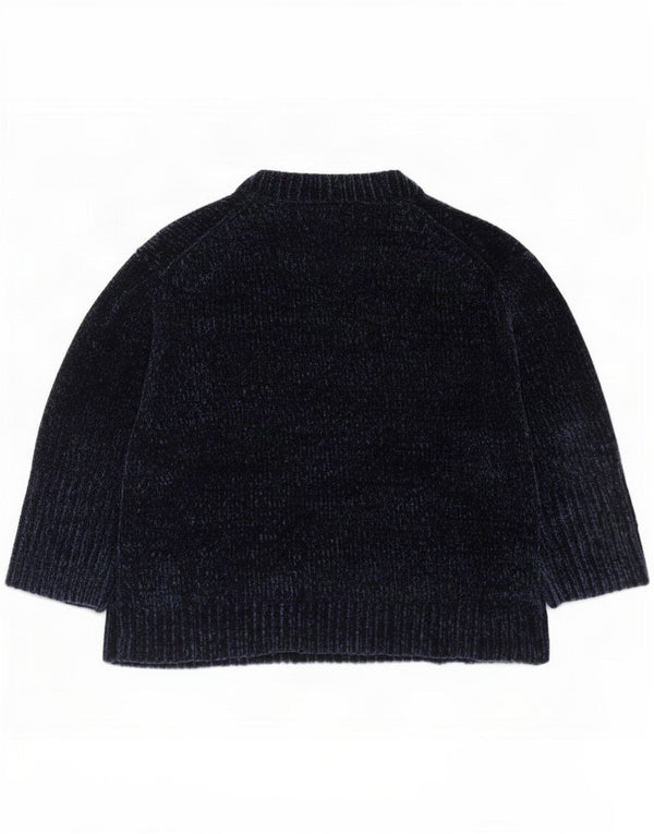 Zara Womens 3/4 Sleeve V-Neck Jumper Sweater UK 14 Medium Navy Blue