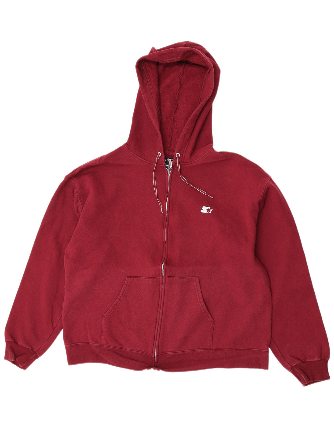 Starter Womens Loose Fit Zip Hoodie Sweater UK 14 Medium Maroon