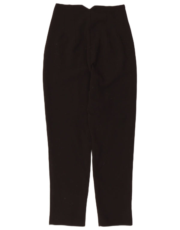 Zara Womens High Waist Tapered Suit Trousers XS W24 L26 Black Polyester