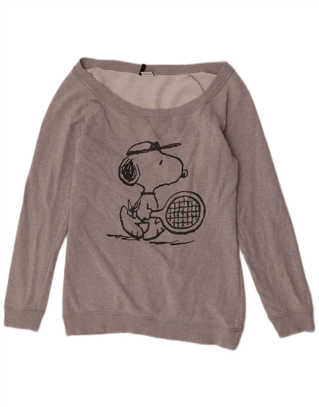 Benetton Womens Peanuts Graphic Sweatshirt Jumper UK 14 Medium Grey