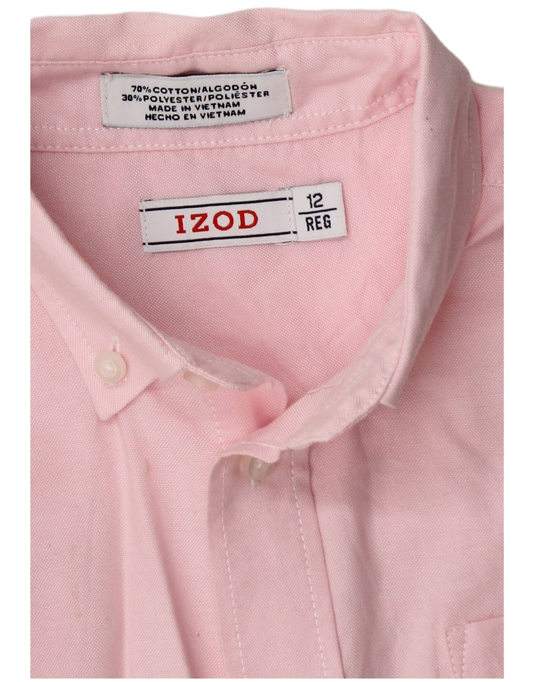 Izod Boys Shirt 11-12 Years Pink Cotton