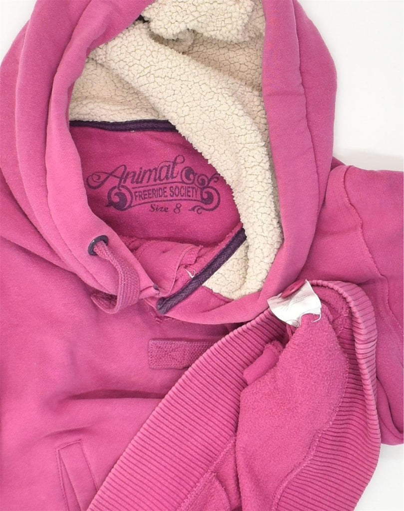 ANIMAL Womens Button Neck Hoodie Jumper UK 8 Small  Pink Cotton | Vintage Animal | Thrift | Second-Hand Animal | Used Clothing | Messina Hembry 