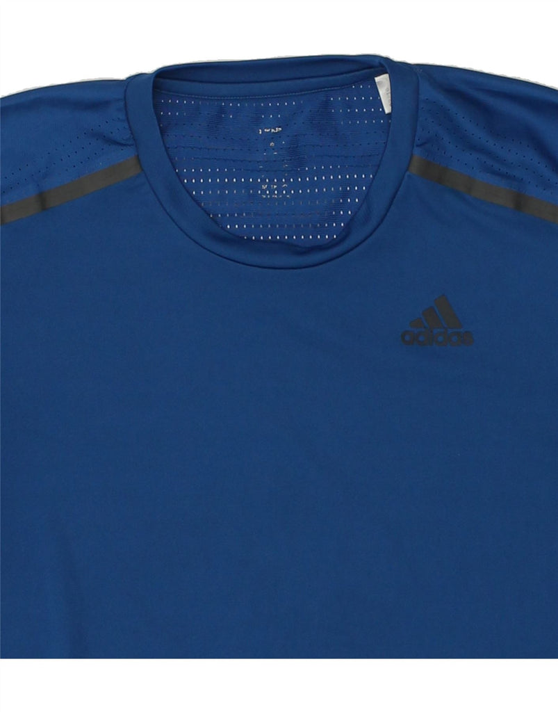 ADIDAS Mens T-Shirt Top Small Navy Blue Polyester | Vintage Adidas | Thrift | Second-Hand Adidas | Used Clothing | Messina Hembry 