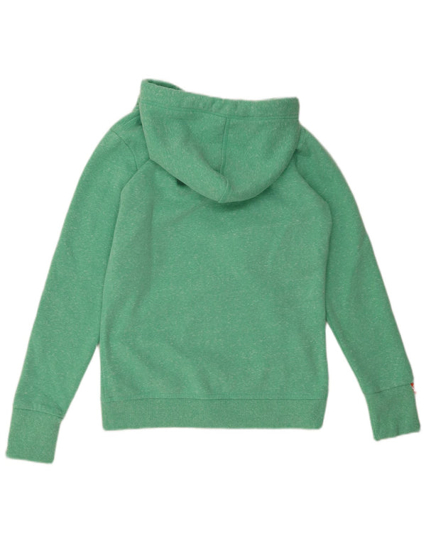 Superdry Womens Zip Hoodie Sweater UK 12 Medium Green Flecked Cotton