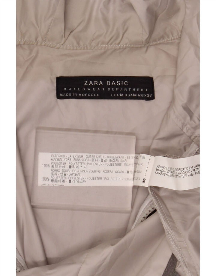 Zara Womens Oversized Hooded 3/4 Sleeve Rain Jacket UK 14 Medium Grey