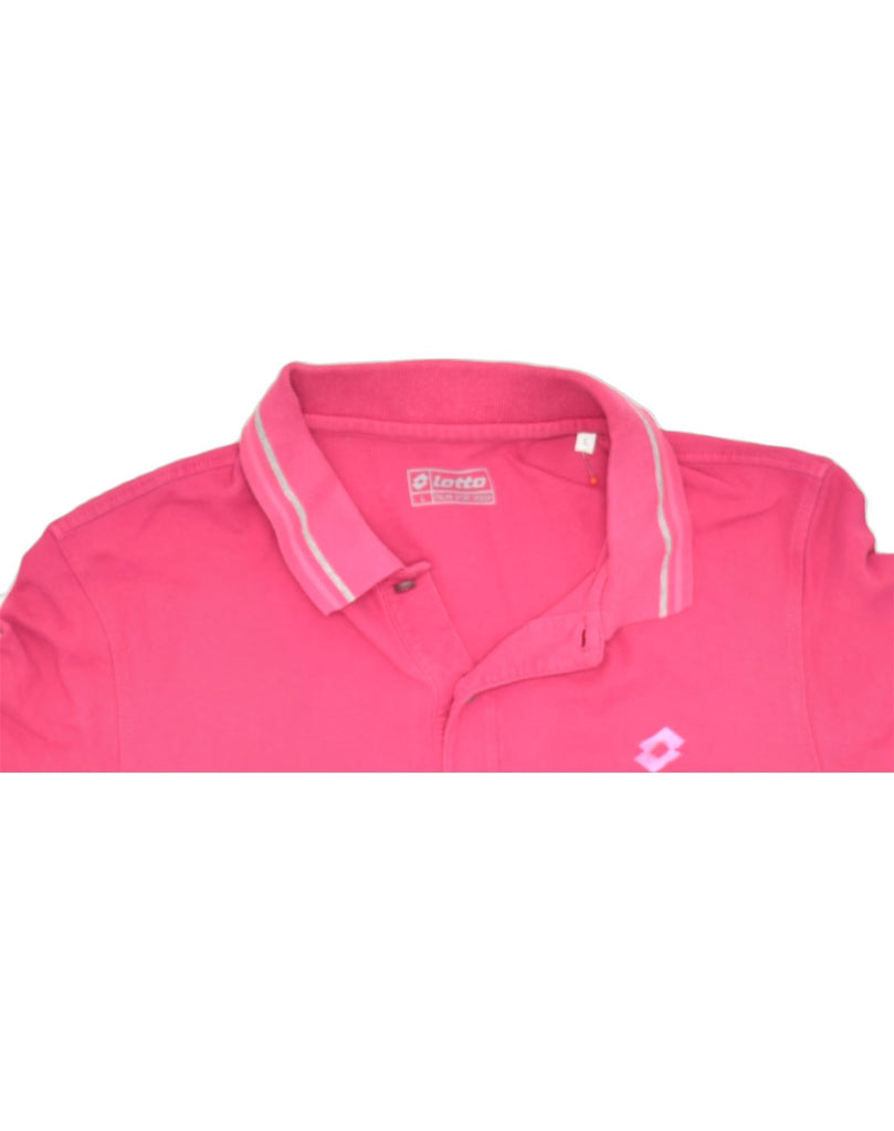 LOTTO Womens Polo Shirt UK 14 Large Pink Cotton | Vintage | Thrift | Second-Hand | Used Clothing | Messina Hembry 