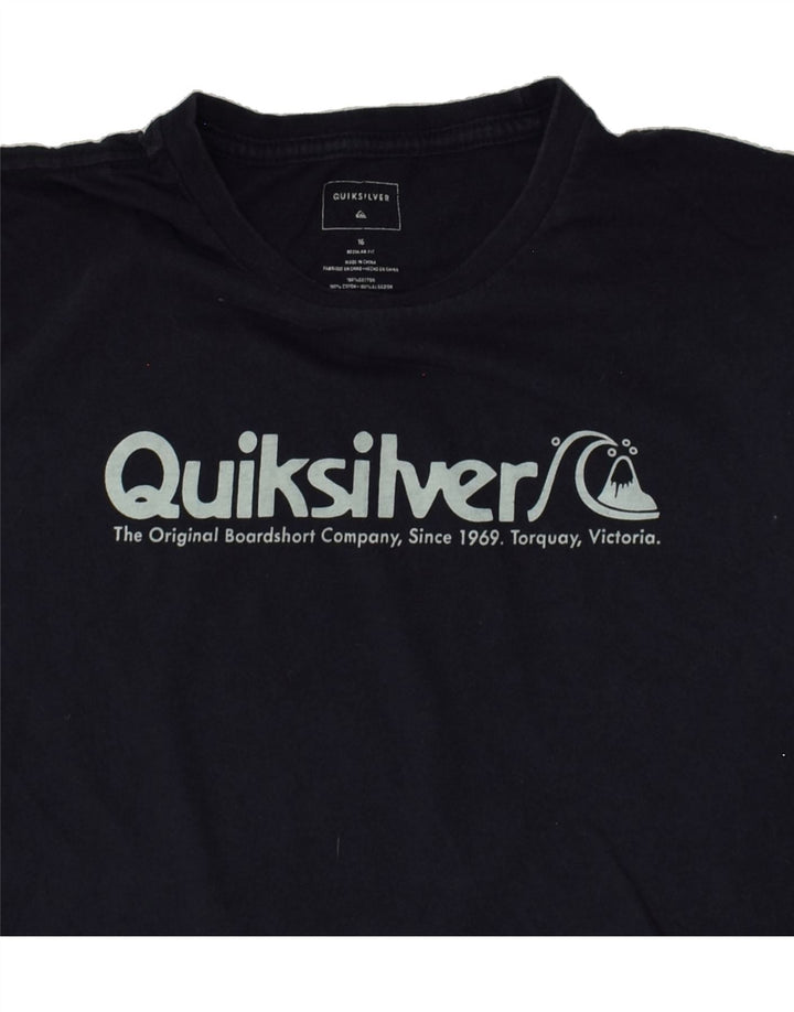 QUIKSILVER Boys Regular Fit Graphic T-Shirt Top 15-16 Years Navy Blue | Vintage Quiksilver | Thrift | Second-Hand Quiksilver | Used Clothing | Messina Hembry 