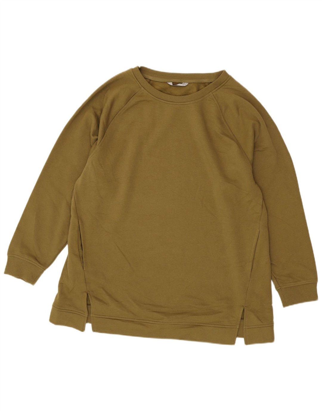 Marks & Spencer Womens Sweatshirt Jumper UK 16 Large  Khaki Cotton