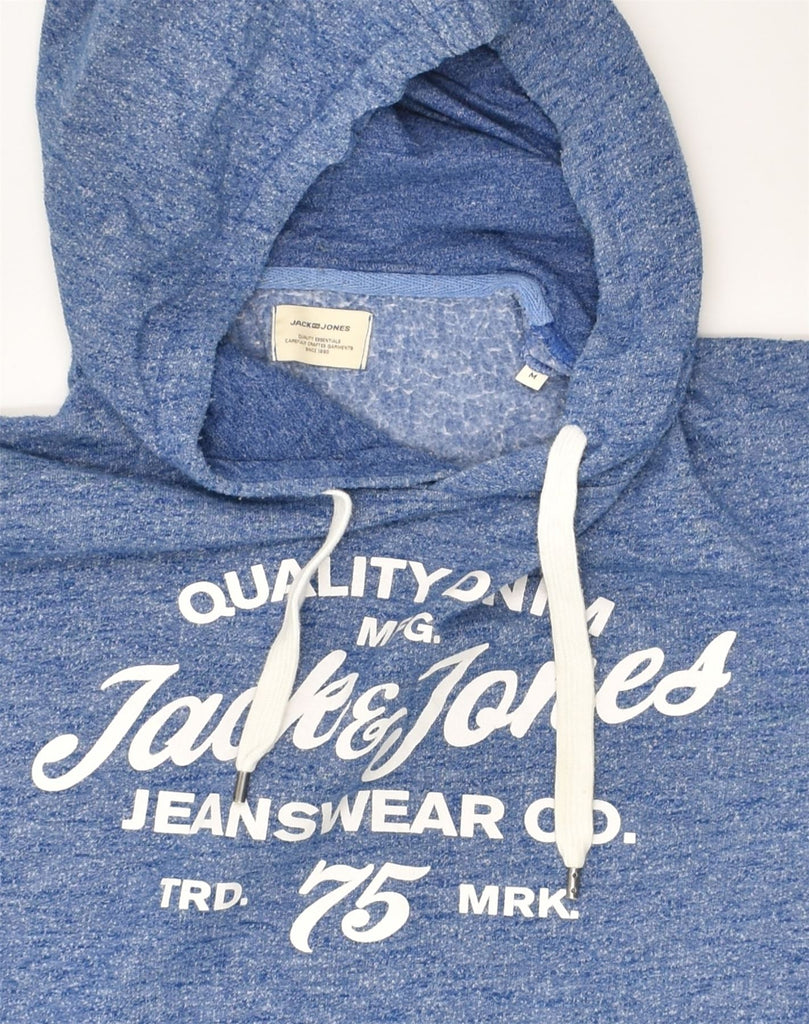 JACK & JONES Mens Graphic Hoodie Jumper Medium Blue Polyester | Vintage Jack & Jones | Thrift | Second-Hand Jack & Jones | Used Clothing | Messina Hembry 