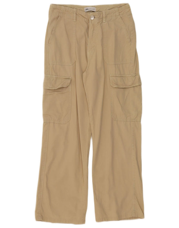 Zara Womens Loose Fit Cargo Trousers EU 36 XS W26 L27 Beige